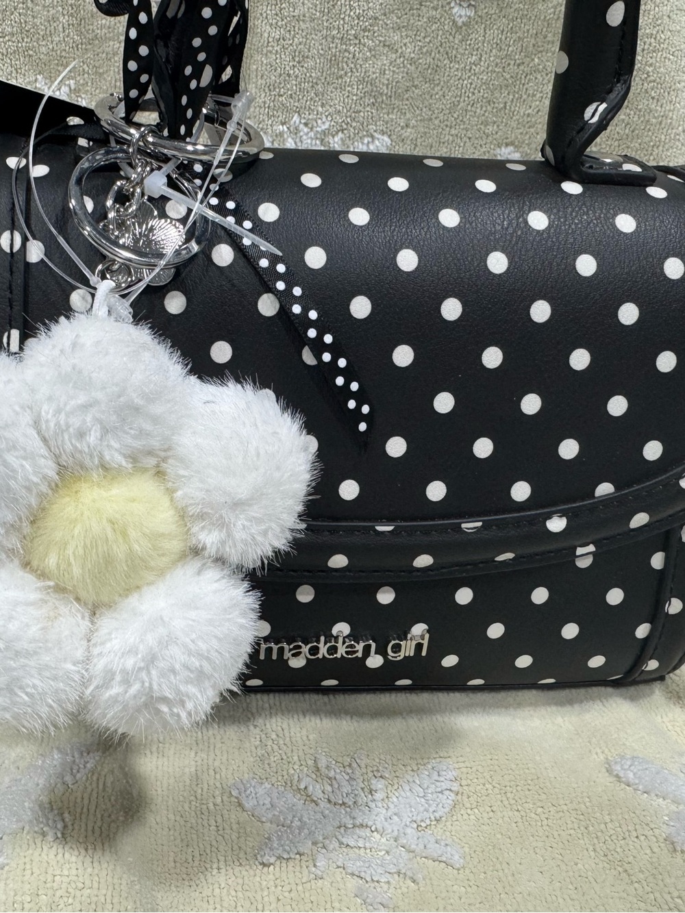 Madden Girl Black & White Polka Dot Crossbody Bag—NWT